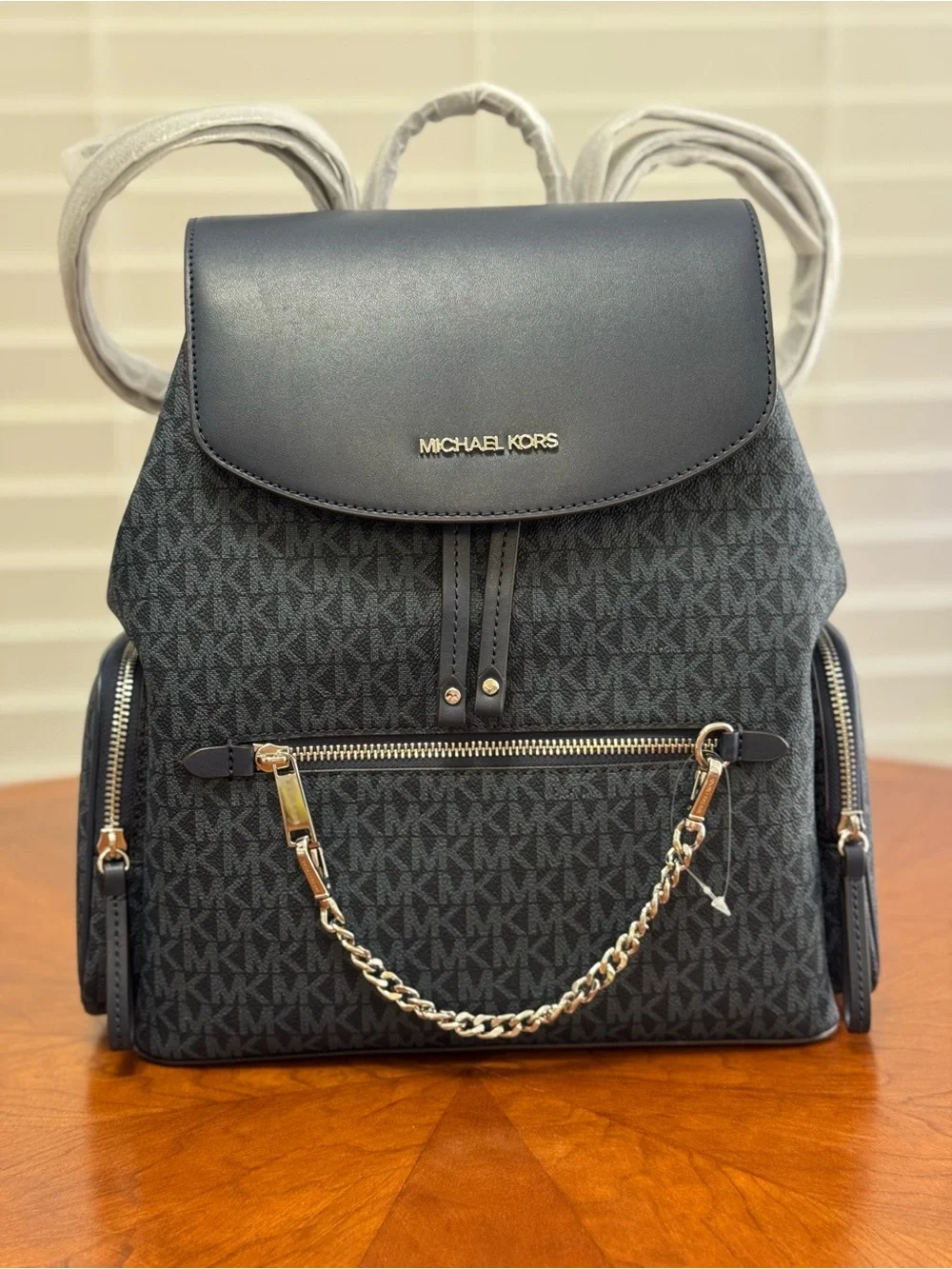 Michael Kors Navy Signature MK Logo Backpack